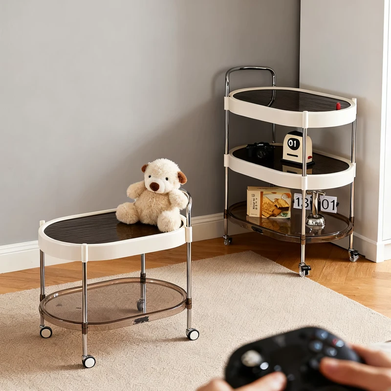 Plastic Trolley Modern Sofa Side Table Removable Coffee Table Household Living Room Side Cabinet Storage Rack Cart