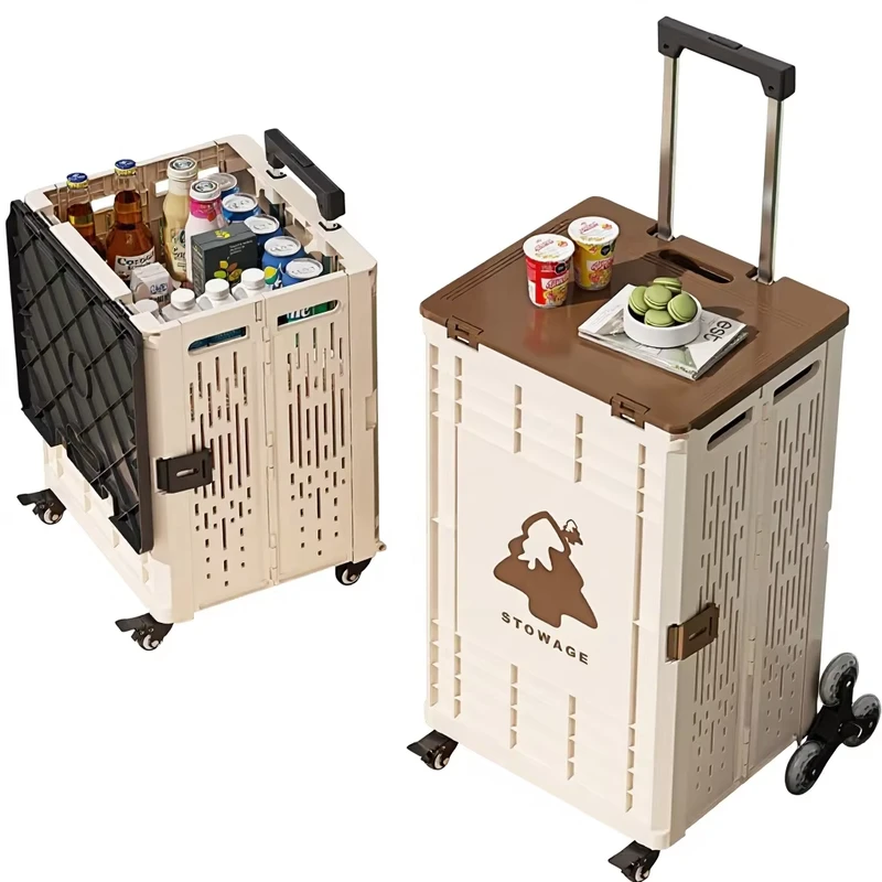 Plastic Trolley Outdoor Picnic Camping Cart Multi Functional Foldable Portable Large Capacity Climbing Capability Household