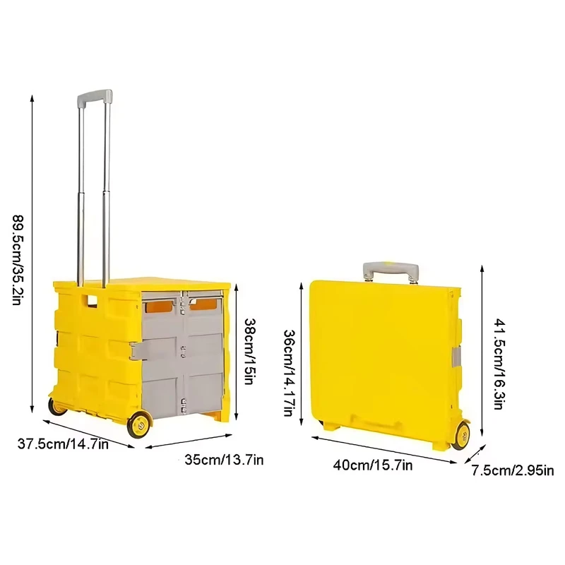 Plastic Two Wheels Grocery Trolley Supermarket Light Weight Folding Shopping Cart
