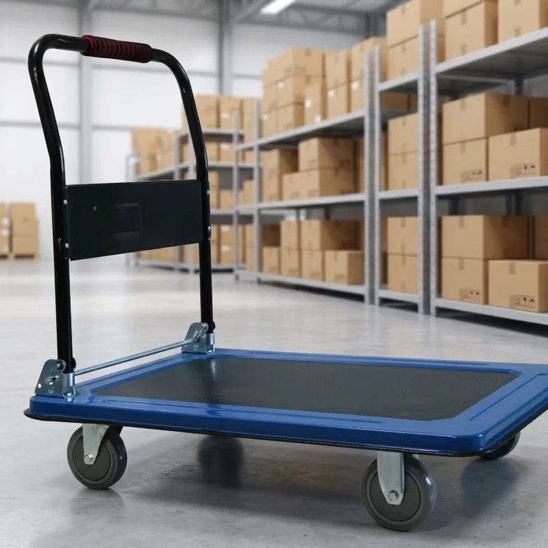 Platform Portable Hand Truck Foldable Hand Trolley 4 Wheel Grocery Trolley Cart Heavy Duty