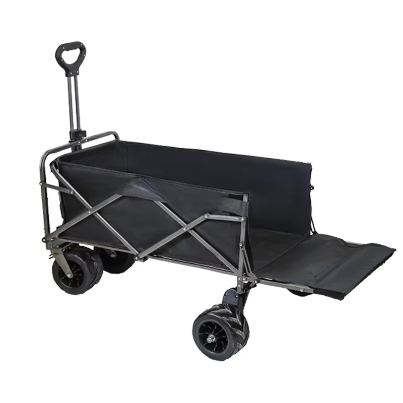PoeticExist Foldable Smart Electric Camping Cart with Roll Container Four-Wheel Heavy Duty for Outdoor Beach Use