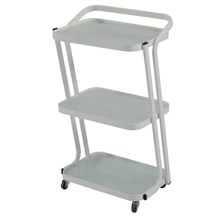 Popular 3 Layer Modern Salon Trolley Cart with Iron and Glass Frame 4 Wheel for Beauty Salon Home Office Hotel Bathroom Use