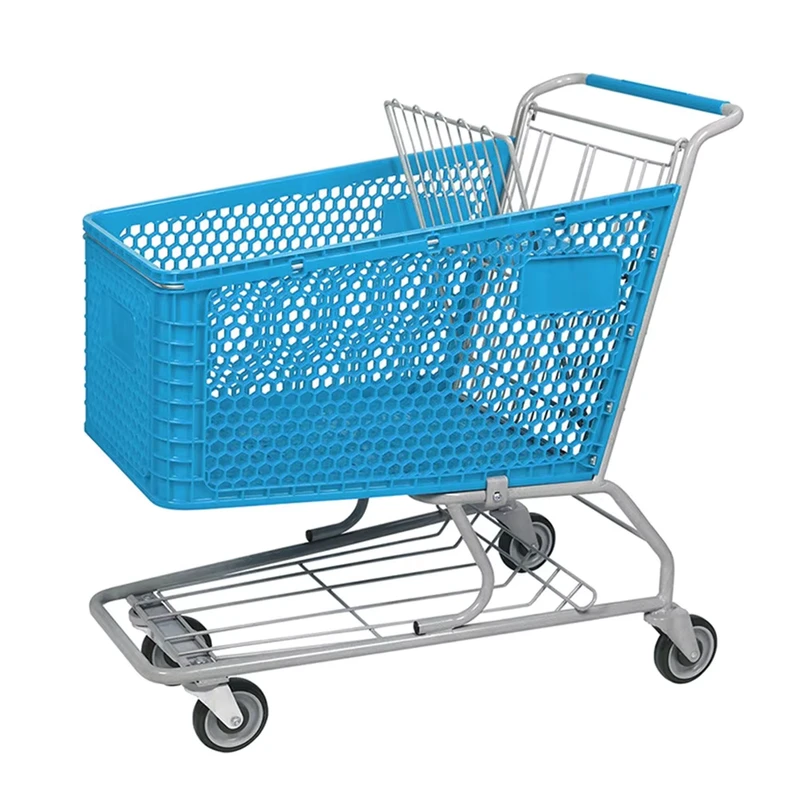 Popular Grocery Store Half Plastic Shopping Trolleys Cart with Logo in High Demand