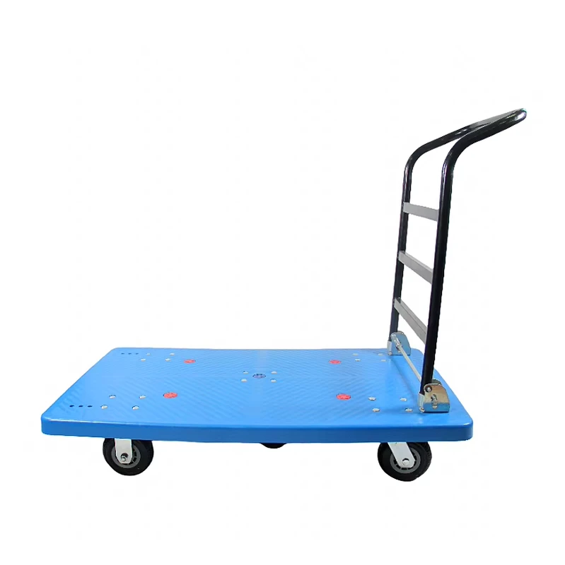 Popular L shaped Handle Loading Transport Trolley Cart Foldable Plastic Platform Truck Push Dolly Hand Trolley for Industrial