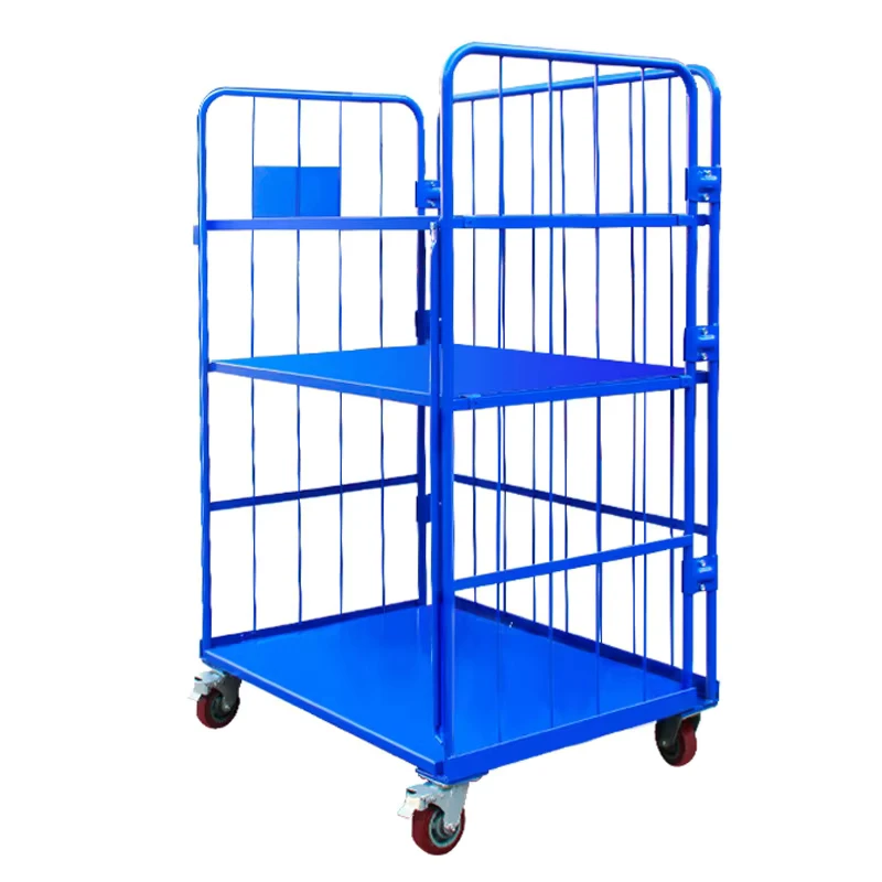 Popular Products Trending Warehouse Storage Pallets Cage Transport Folding Wire Mesh Container Rolling Cart Cage Trolley