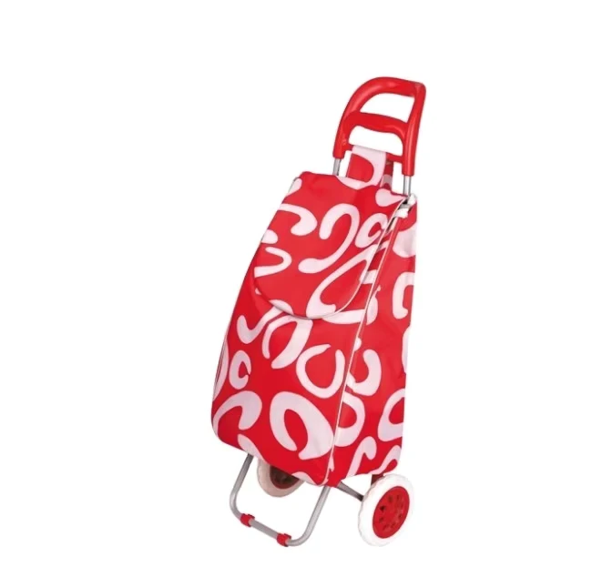 Popular Small MOQ Logo Customized Shopping Cart Trolley with Polyester Material Strong Rubber Wheels and Portable Design
