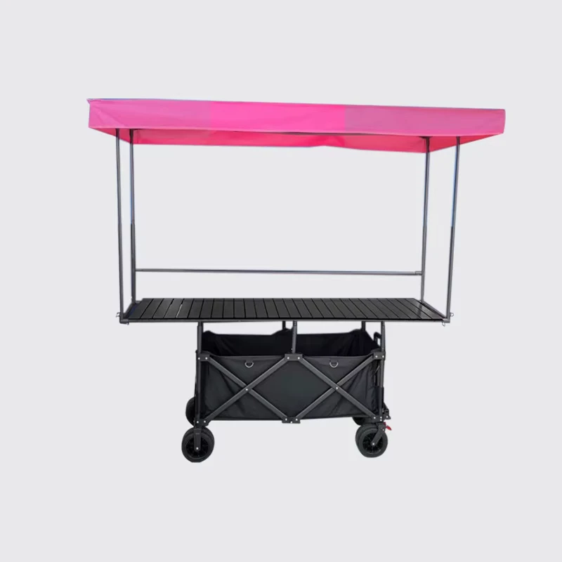 Portable 168*72 Folding Camping Cart Height Adjustable Food Stall Cart for Outdoor Night Market Utility Cart for Campsite