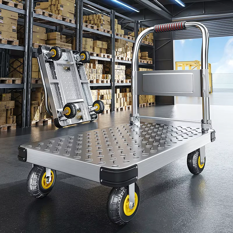 Portable 3000kg Load Capacity Hand Truck Trolley Industrial Steel Metal Platform Trolley Cart Hand Carts Trolleys