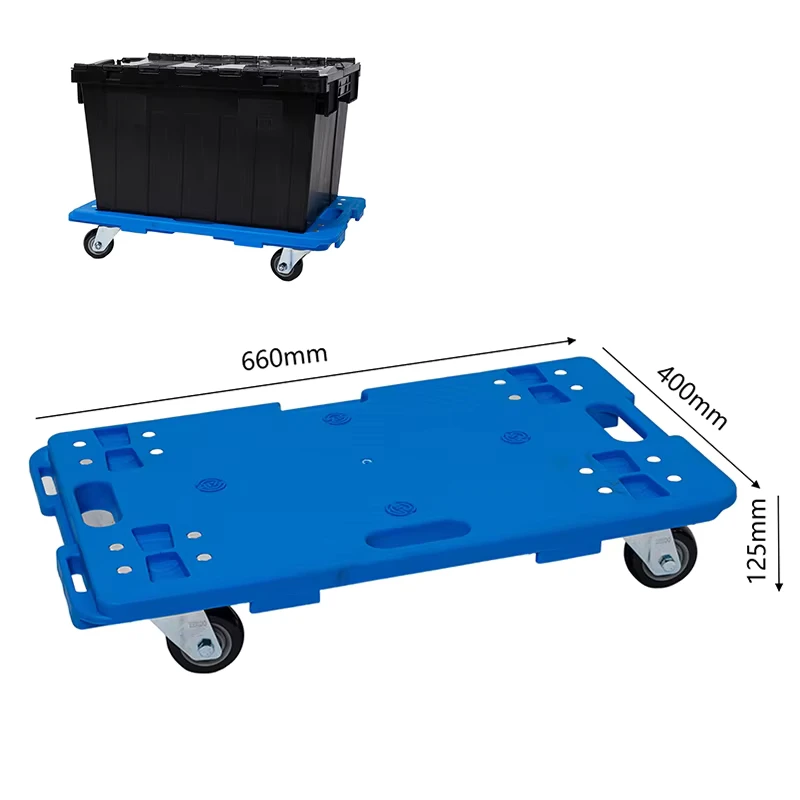 Portable 4 Wheel Heavy Duty Hand Truck Trolley Plastic PP Metal Steel Frame OEM Customizable Easy Moving Platform