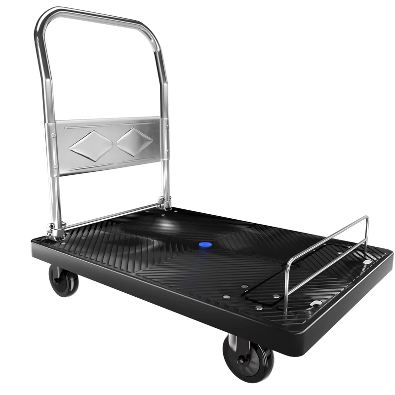 Portable 90*60 500kg Home Transport Trolley Foldable Double Beam Tractor Trailer Foldable Flatbed Cart PP Platform Nylon Trolley