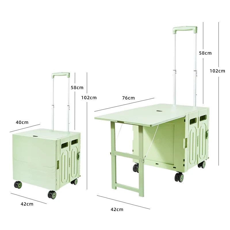 Portable Aluminium Multipurpose Folding Plastic Shopping Cart New Design Foldable Supermarket Trolley Outdoor Picnic Usage Tools