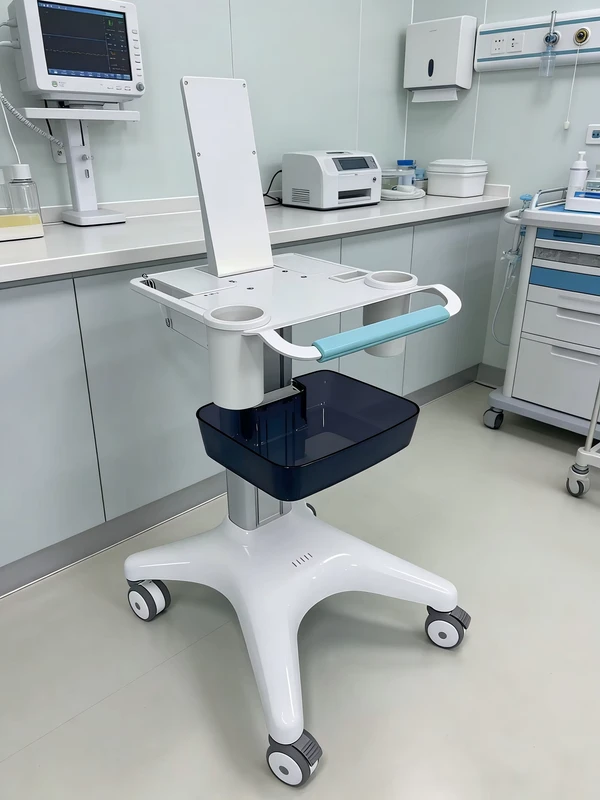 Portable Aluminum Alloy Trolley Cart 25 lb Load Capacity Hospital Furniture ECG Machine