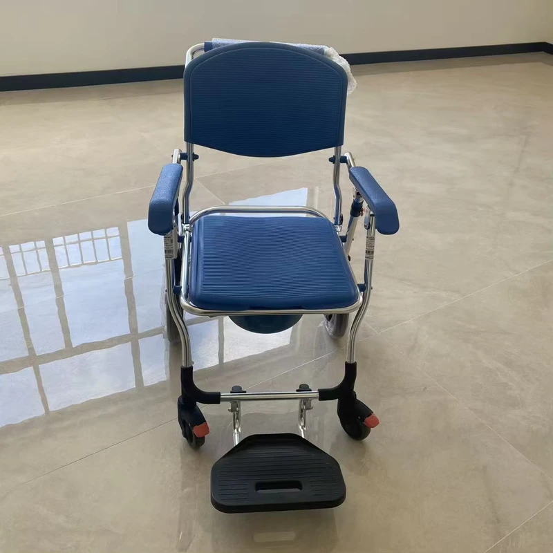 Portable Aluminum Alloy Trolley for Household Use Movable Toilet Chair for the Elderly and Disabled