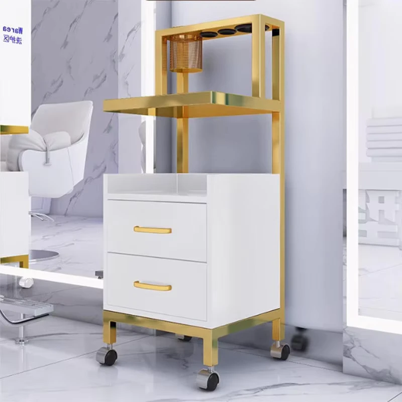 Portable Beauty Salon Storage Trolley with Rolling Wheels Mobile Hair Styling Car Tool Cart for Barbershop