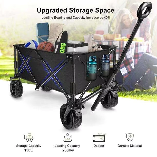 Portable Camping Cart Large Load Bearing High capacity Four Wheel Convenient Cart