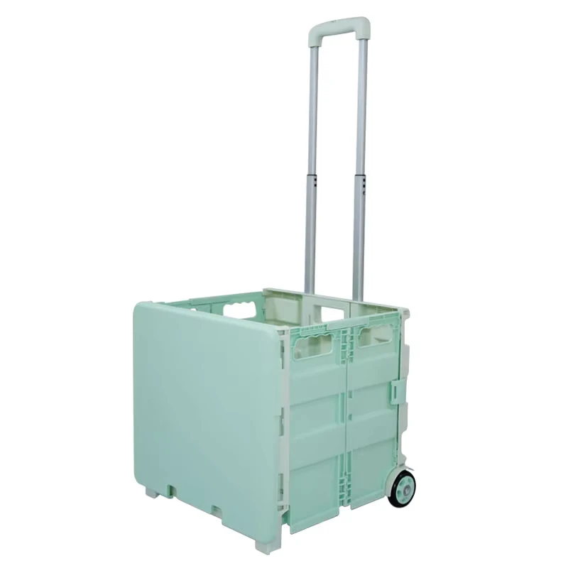 Portable Collapsible Rolling 6 Wheel Climbing Mini Foldable Supermarket Shopping Folding Plastic Carry Hand Trolley Cart FST25A