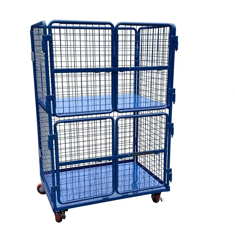 Portable Container House Mesh Metal Storage Shelf Foldable Steel Trolley Cage Storage Container for Logistics Transport