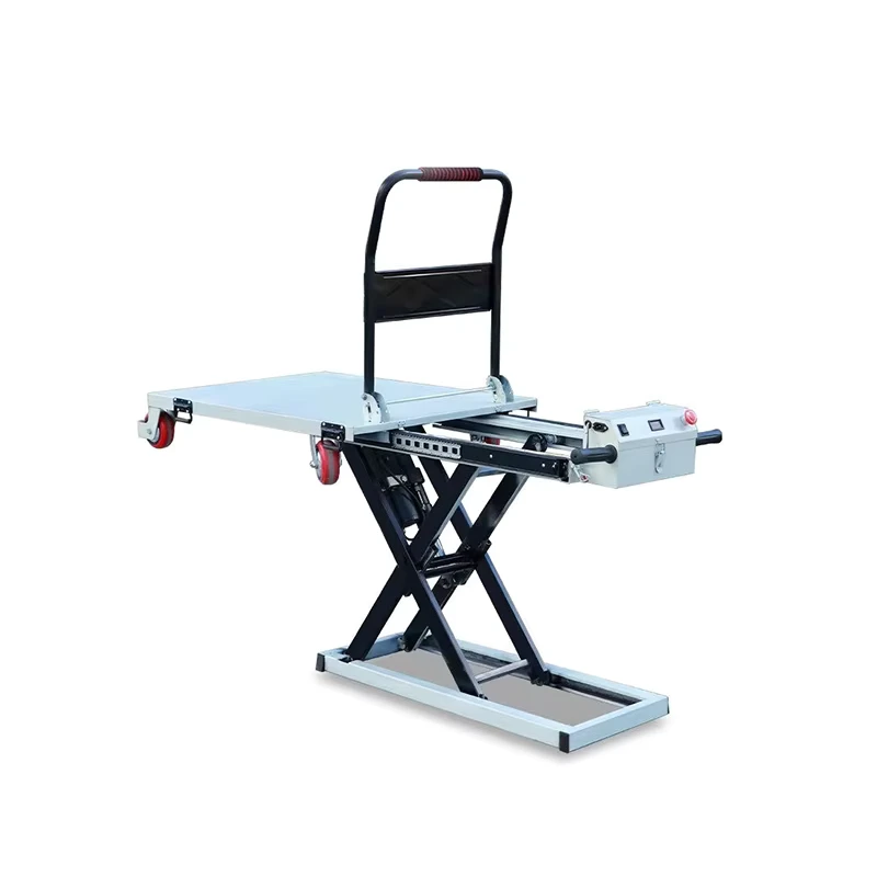 Portable Electric Self Loading Hand Cart and Trolley with Flat Hydraulic Lift Customizable Four Wheel Structure OEM Support