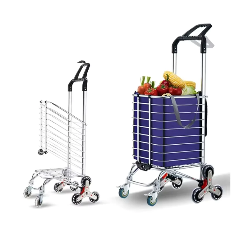 Portable Enclosed Mesh Stainless Steel 8 Wheel Foldable Stair Climber Trolley Dolly Utility Cart Shopping Camper OEM Industrial