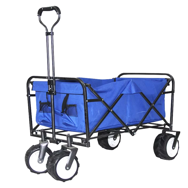 Portable Foldable Beach Cart Camping Wagon Trolley with Steel Handles 96*64*102cm 76*42*95cm