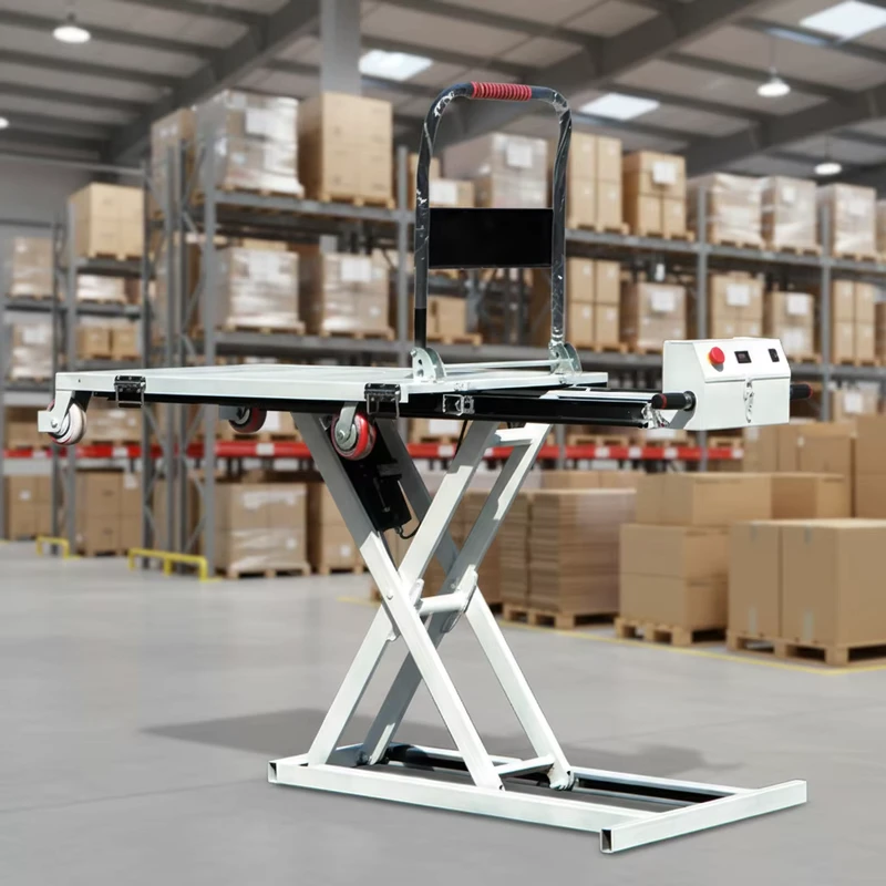 Portable Foldable Electric Hydraulic Lifting Handcart 500 kg Load Capacity Height Adjustable with Braking Device