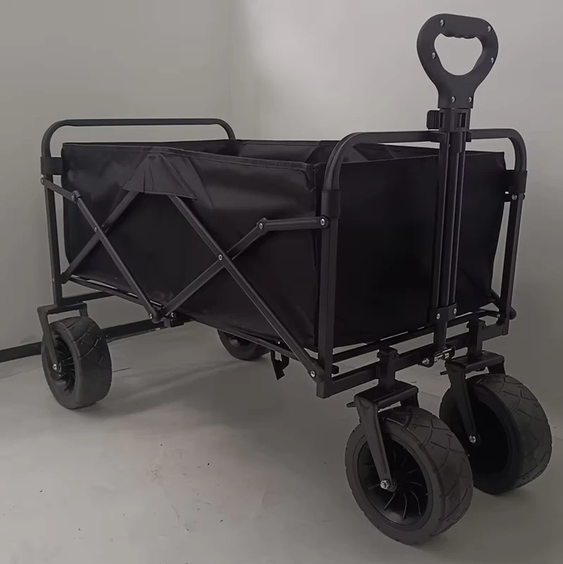 Portable Foldable Heavy Duty Aluminium Four-Wheel Hand Cart Campsite Picnic Reinforced Tank Wheels Shopping Storage Tools