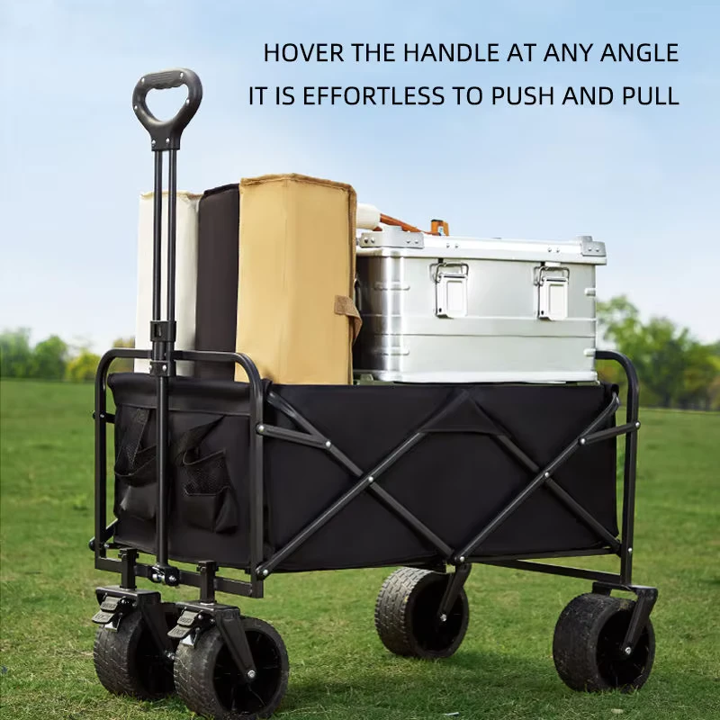 Portable Foldable Industrial Storage Carbon Steel Four Wheel Garden Wagon Cart Outdoor Camping Beach Shopping OEM