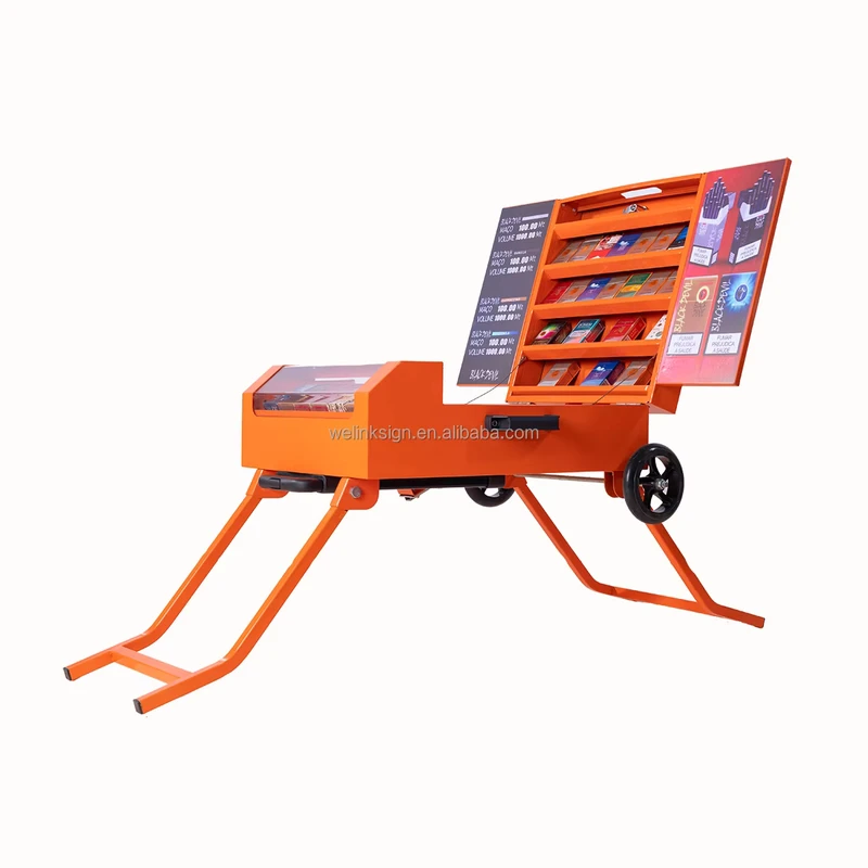 Portable Foldable Outdoor Trolley Cart with Adjustable Shelves for Street Vending and Pop up Shops Showcase Product