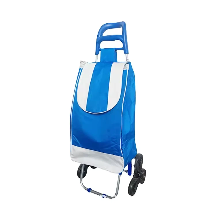 Portable Foldable Shopping Trolley Aluminum Steel Hand Truck 6 Wheels Stair Climbing Cart Removable Bag 50KGS Capacity Grocery