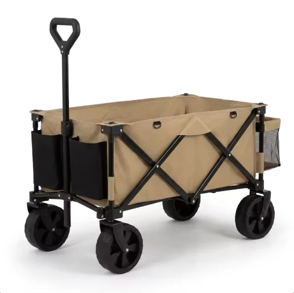 Portable Folding Camping Cart All Terrain Wide Wheel Utility Trolley Collapsible Hand Cart for Yard Work Beach Picnic
