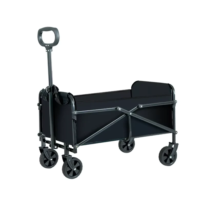 Portable Folding Camping Cart Picnic Trolley Oxford Cloth Metal Frame Black Khaki 75x43x66CM Zhejiang Outdoor Storage Tools