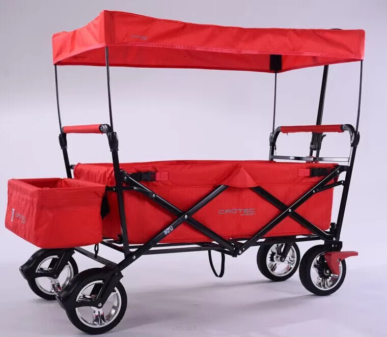 Portable Folding Camping Trolley Box Beach Utility Cart With Plastic Construction for Outdoor Storage Tool Carry