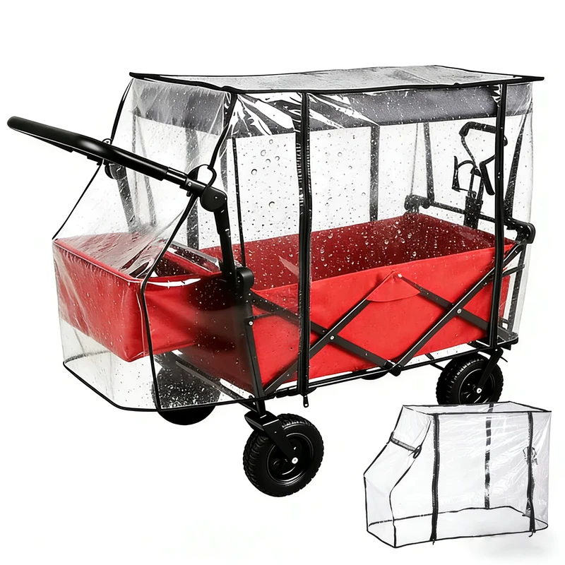Portable Folding Camping Wagon Cart with Rainproof Cover for Picnic Beach Festival Use