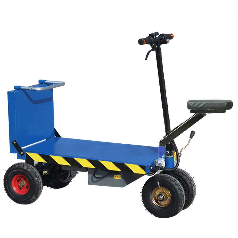 Portable Folding Electric Trolley Truck with Seat Durable Flatbed Trailer for Transport Tool Hand Cart Trolley