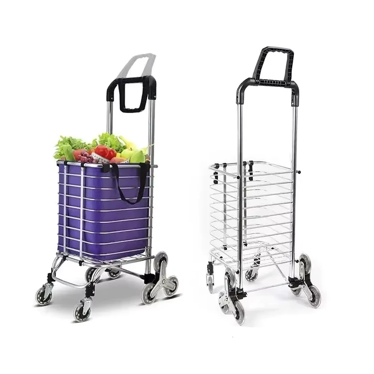 Portable Folding Foldable Shopping Cart With Wheels Climb Stair Shopping Trolley