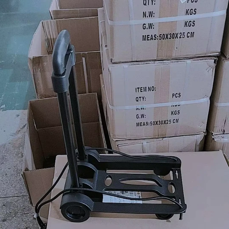 Portable Folding Grocery Hand Cart 25kg Load Widened Trolley Design Easy Transportation Shopping Foldable Plastic Folding Cart
