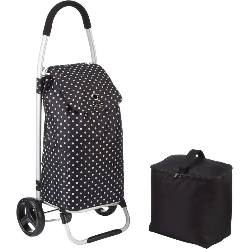 Portable Folding Rubber Wheels Hand Shopping Trolley Aluminium Alloy Supermarket Shopping Cart with Bag