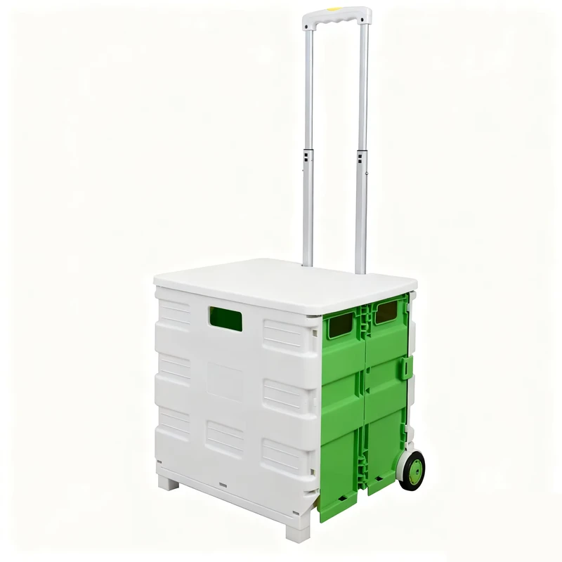 Portable Folding Shopping Hand Cart Trolley Plastic Pack and Roll Shopping Cart With Wheels Grocery Supermarket Cart