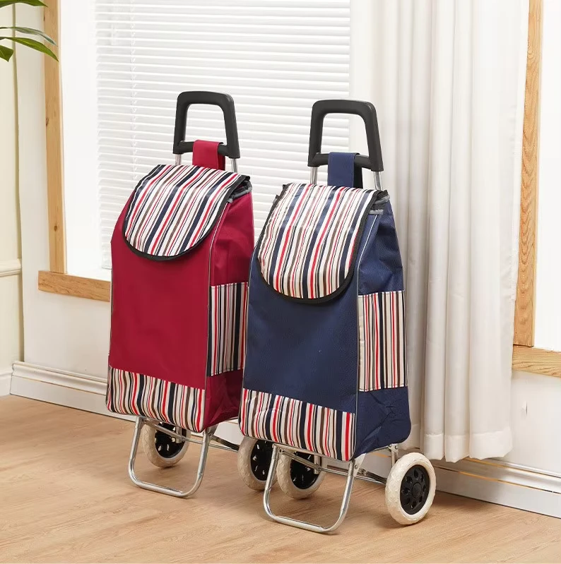 Portable Folding Supermarket Foldable Shopping Bag Trolley Handle Cart Carry Grocery Carts With Wheels