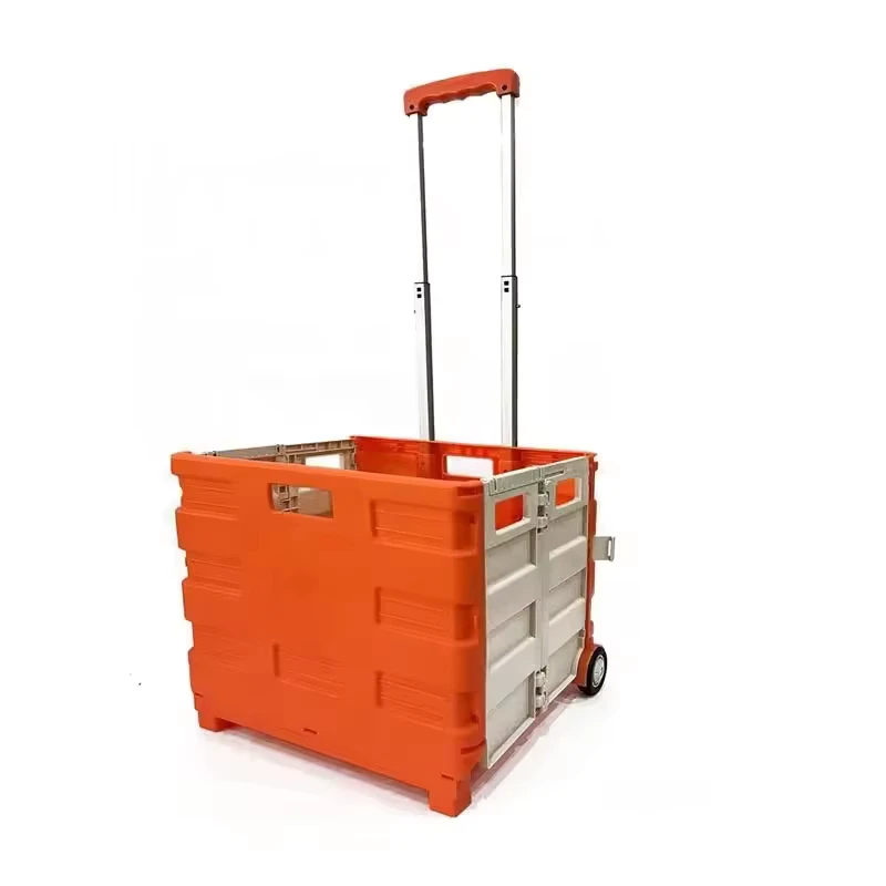 Portable Folding Trolley Cart Korea Style Collapsible Folding Utility Cart Trolley Two Wheeled Rolling Retractable Hand Cart