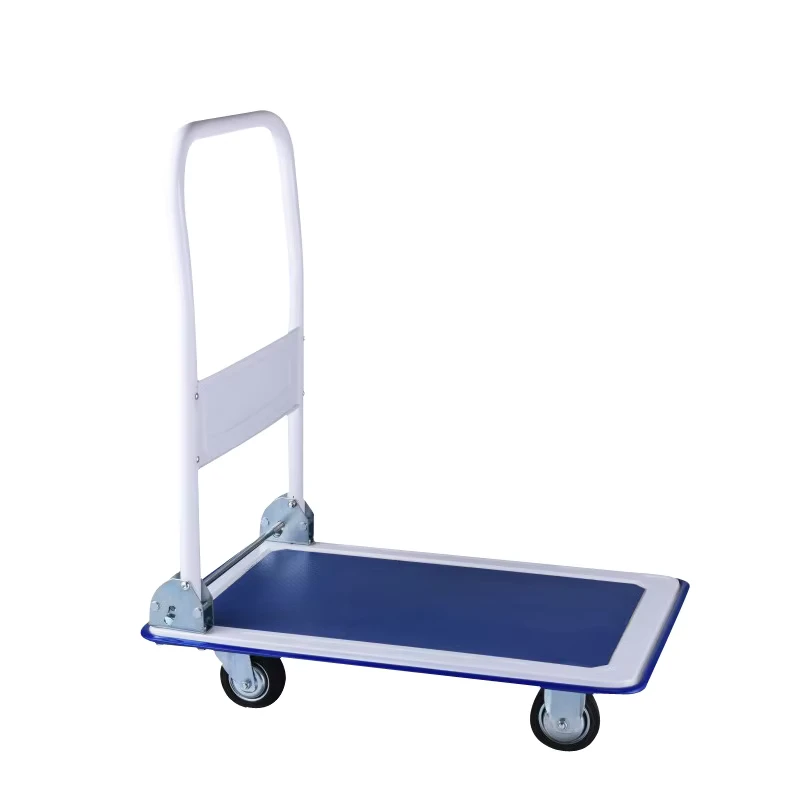 Portable Four Wheel Flat Trolley Truck with Silent Wheels for Push or Pull in Airport Warehouse Shopping or Storage Tools