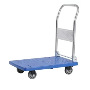 Portable Four-Wheel Mute Shopping Trolley Foldable Handling Platform Kitchen Use Made Plastic Metal Warehouse Trailer Trolley