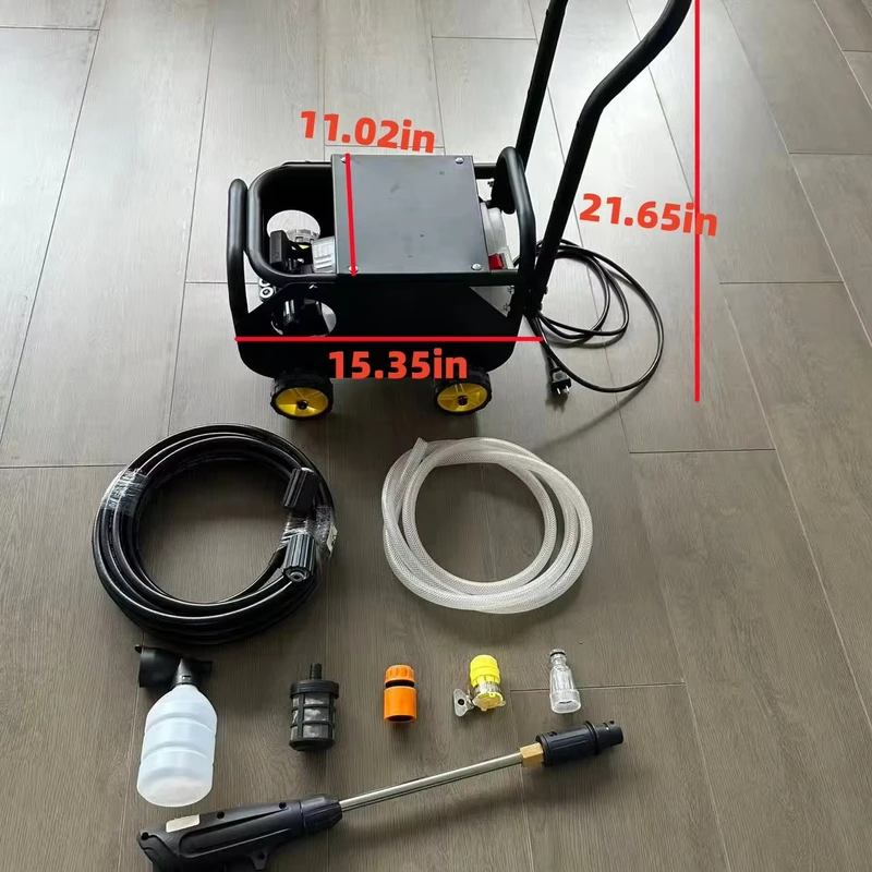 Portable Hand Push Trolley High Pressure Washer Small Compact Electric Power Cleaner with Multiple Nozzles for Home