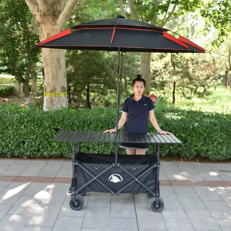 Portable Heavy Duty Foldable Food Display Cart Outdoor Multi Purpose Lightweight Practical Groceries Snacks Beach Camping Sports