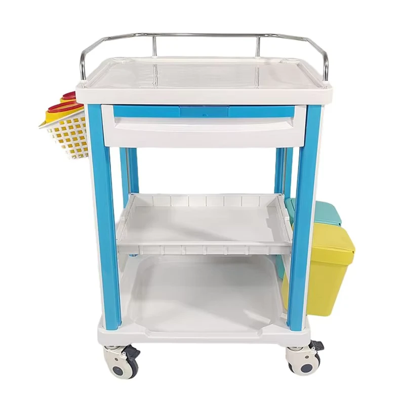 Portable Hospital ABS Emergency Crash Drawer Trolley Silent Universal Nursing Cart with Locking Rescue Car Made Durable Plastic