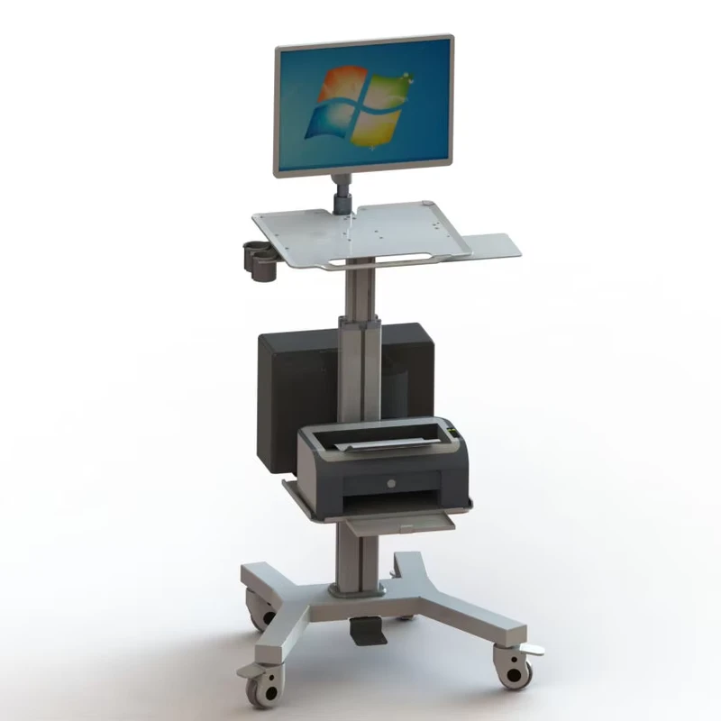 Portable Hospital Computer Trolley Height Adjustable Customizable Medical Workstation Cart for Hospital and Clinic