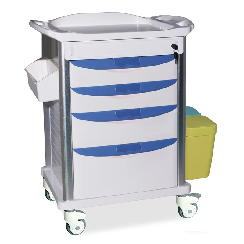 Portable Hospital Medicine Trolley ABS Plus Aluminum Alloy Column Drawer Nursing Medicine Cart Hospital Furniture