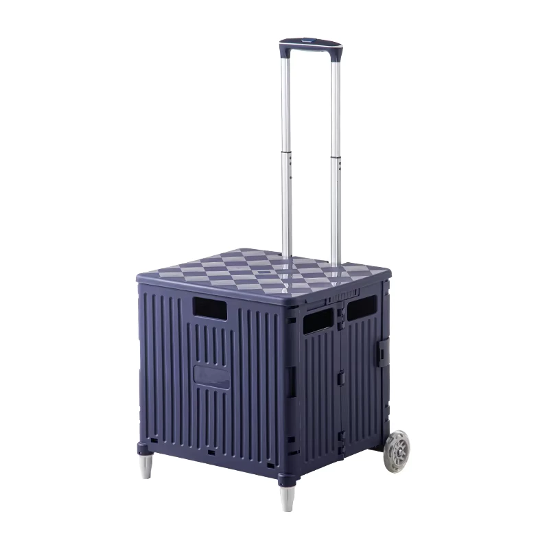 Portable Lightweight Collapsible Foldable 2 Wheel Shopping Cart with 25-35kg Load Capacity for Supermarket & Stores