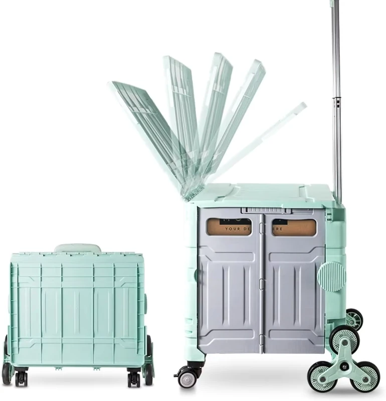 Portable Lightweight Trolley Foldable with Wheels Heavy Duty Plastic Cart for Camping