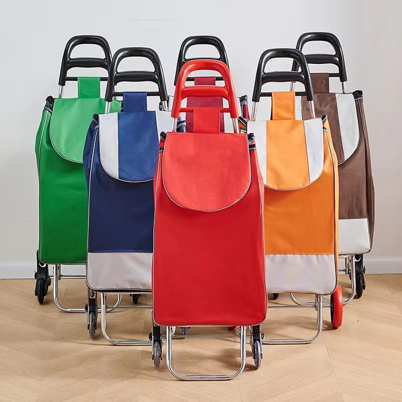 Portable Luggage Cart Custom Supermarket Shopping Trolley Bag Folding Shopping Cart Bag With Wheels